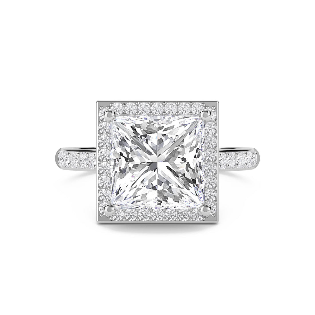 Princess Cut Framed Halo Lab Grown Diamond Ring (Silver)