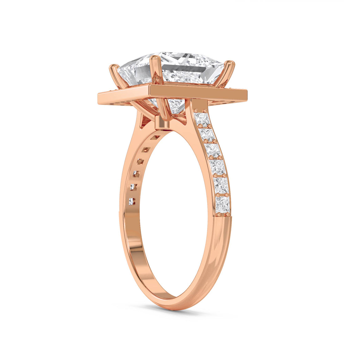 Princess Cut Framed Halo Lab Grown Diamond Ring