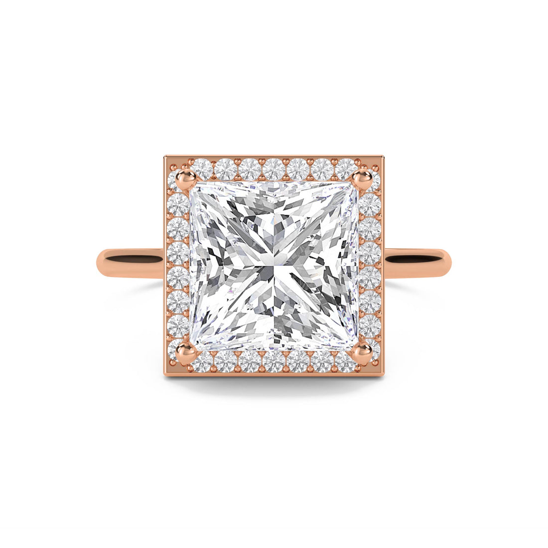 Princess Cut Pavé Halo Lab Grown Diamond Ring