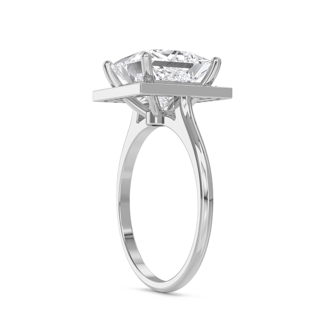 Princess Cut Pavé Halo Lab Grown Diamond Ring (Silver)