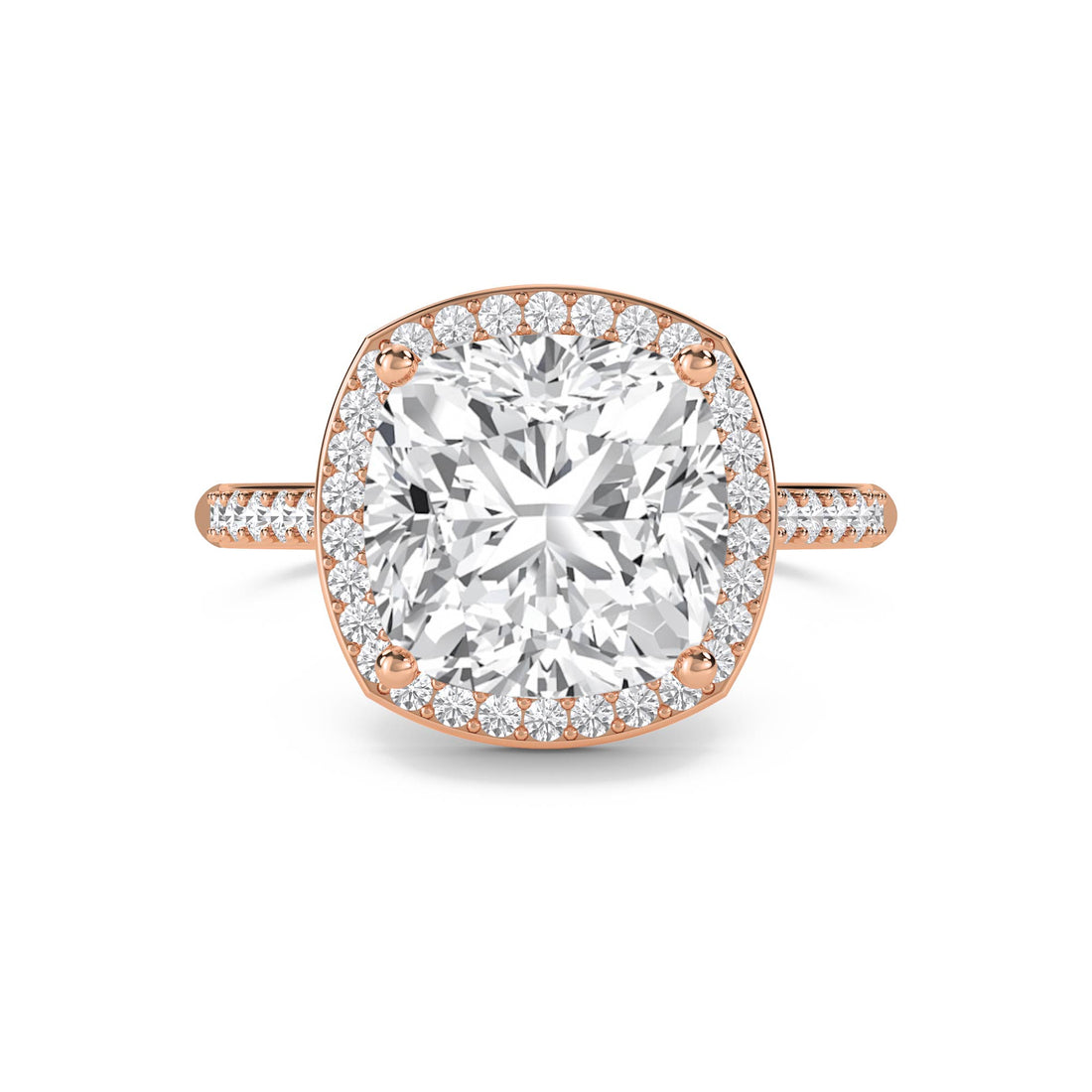 Cushion Halo Pavé Band Lab Grown Diamond Ring
