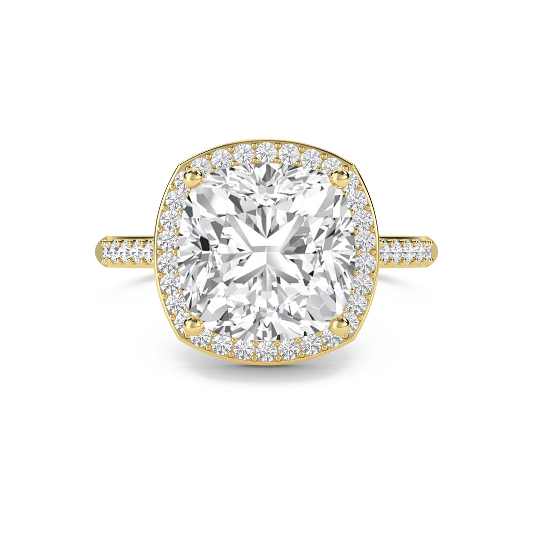 Cushion Halo Pavé Band Lab Grown Diamond Ring - image 1