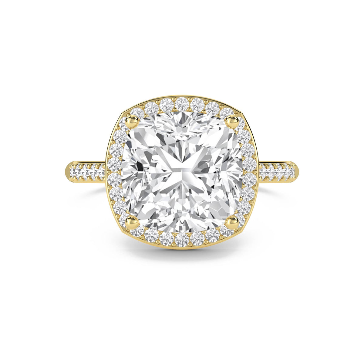Cushion Halo Pavé Band Lab Grown Diamond Ring - image 1