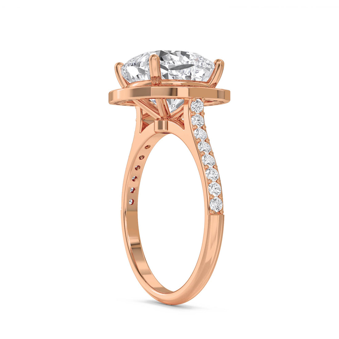 Cushion Halo Pavé Band Lab Grown Diamond Ring