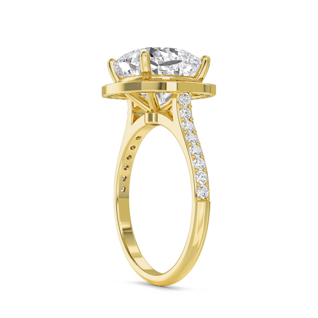 Cushion Halo Pavé Band Lab Grown Diamond Ring