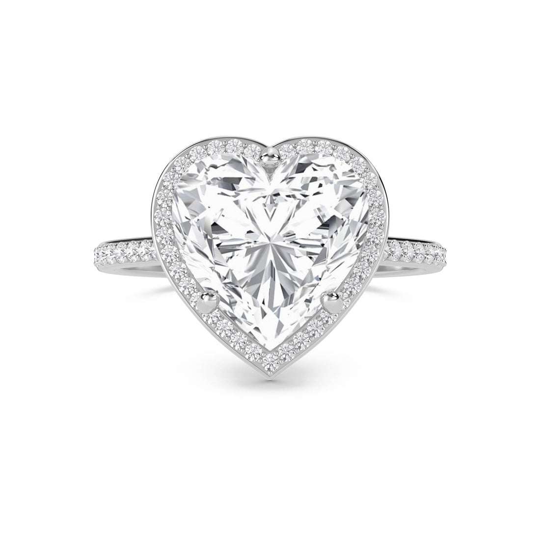Heart Halo Pavé Band Lab Grown Diamond Ring (Silver)