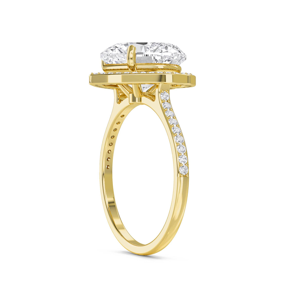 Heart Halo Pavé Band Lab Grown Diamond Ring