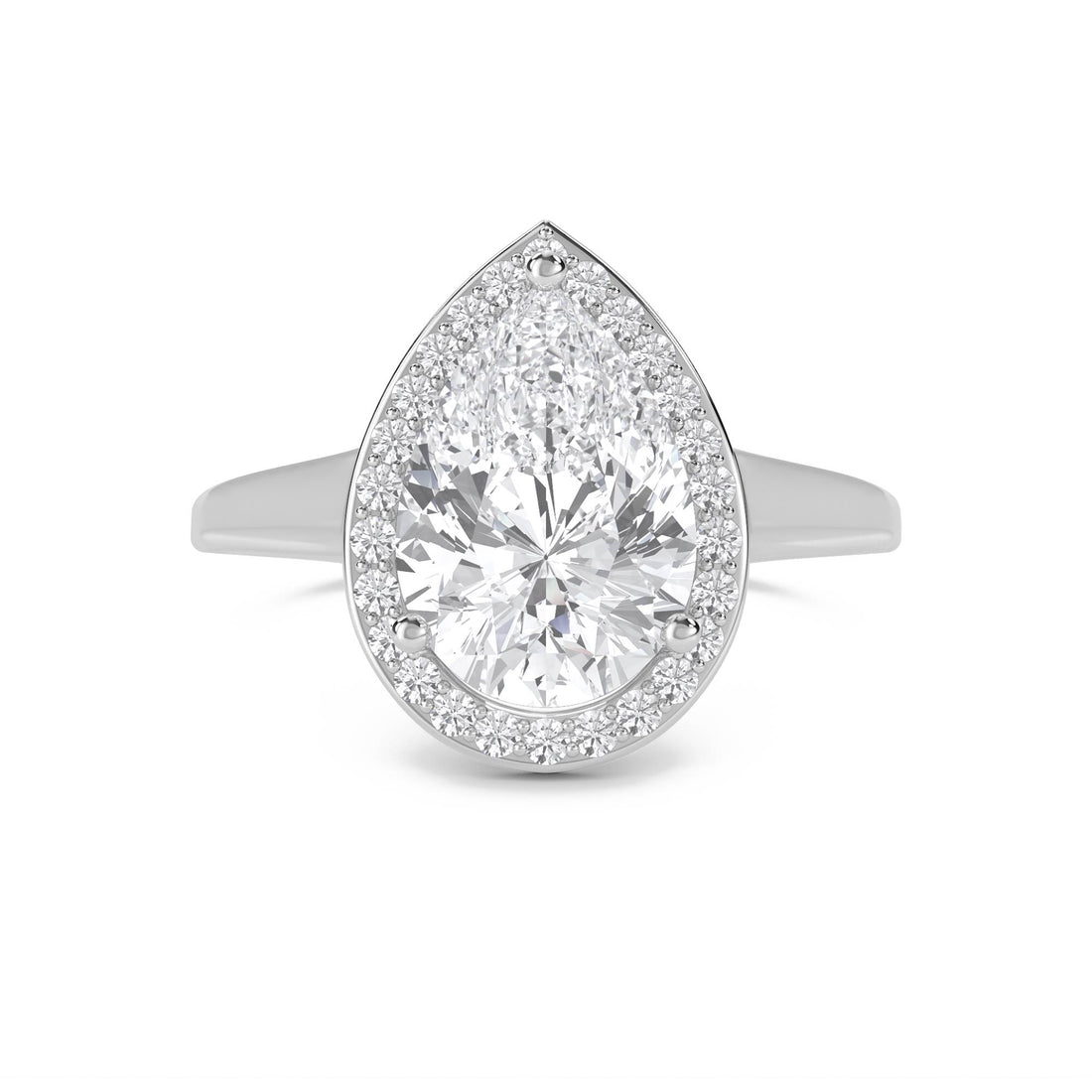 Pear Halo Lab Grown Diamond Ring (Silver)