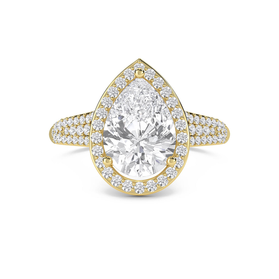 Pear Halo Triple Row Pavé Band Lab Grown Diamond Ring - image 1