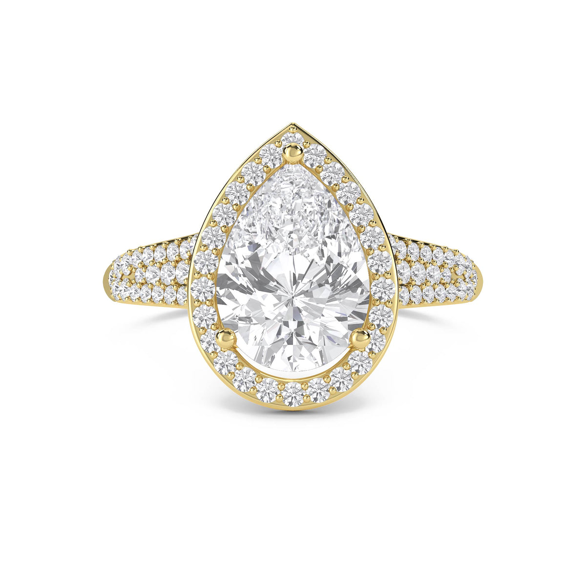 Pear Halo Triple Row Pavé Band Lab Grown Diamond Ring - image 1