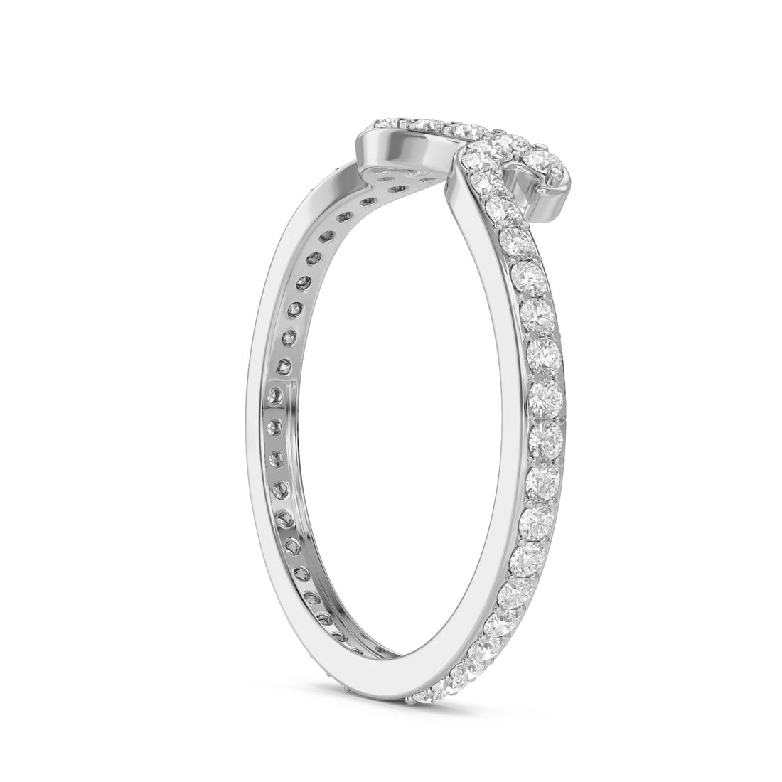 Diamond Wave Band Ring with Pavé Detailing (Silver) - image 1