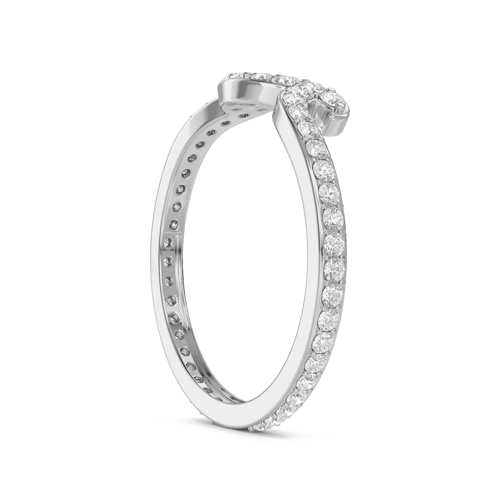 Diamond Wave Band Ring with Pavé Detailing (Silver) - image 2