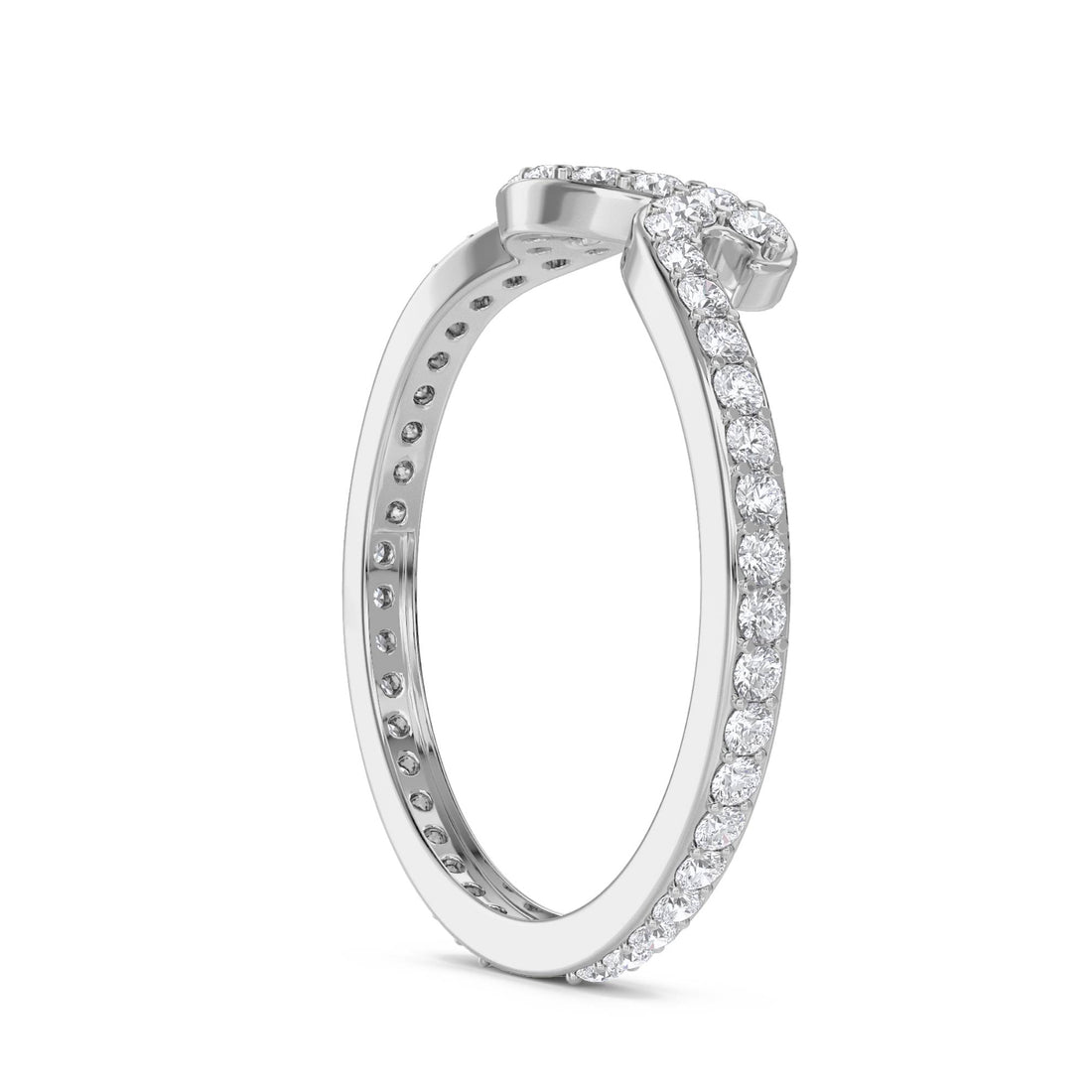 Diamond Wave Band Ring with Pavé Detailing (Silver)