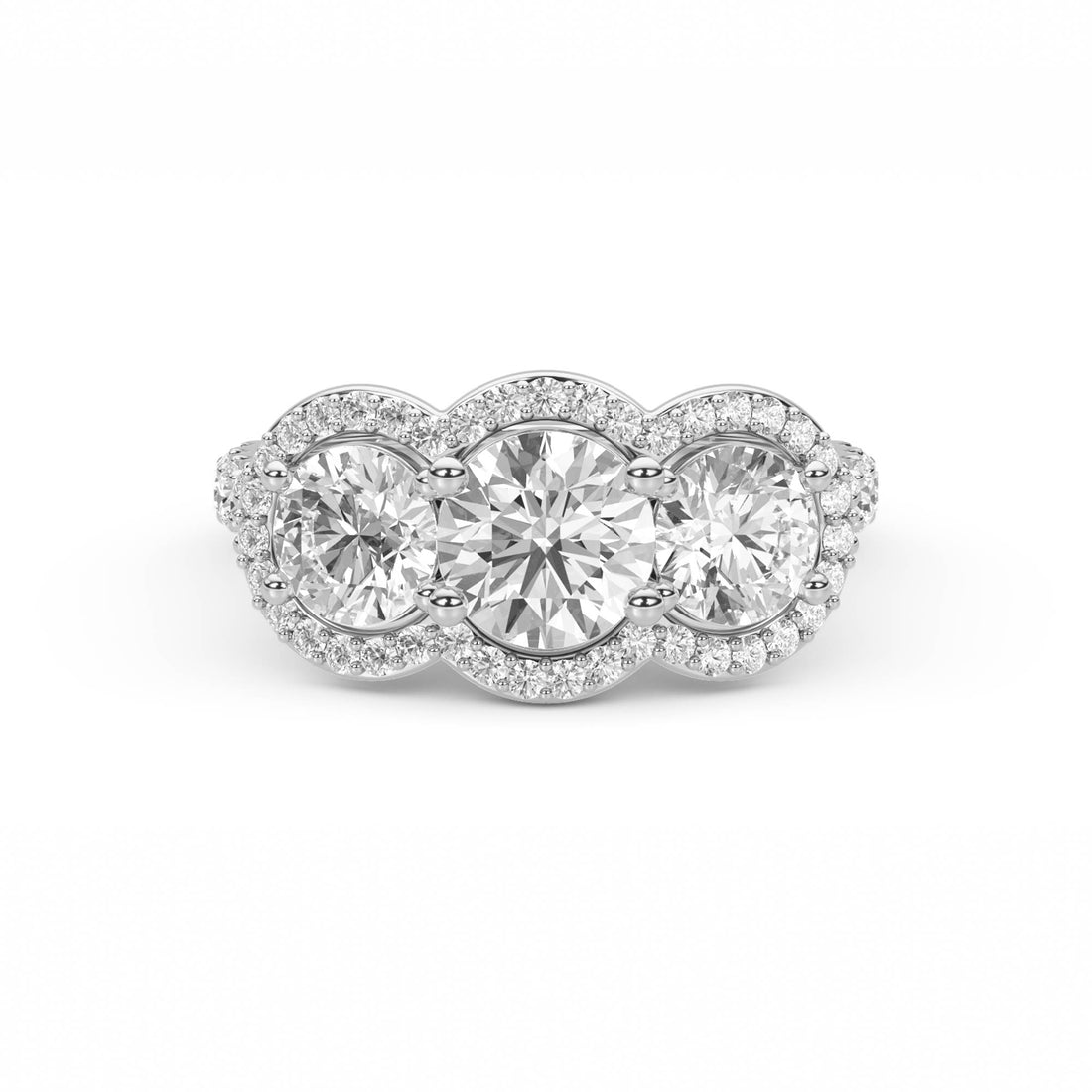 Eterna Trinity Halo Diamond Ring (Silver) - image 1