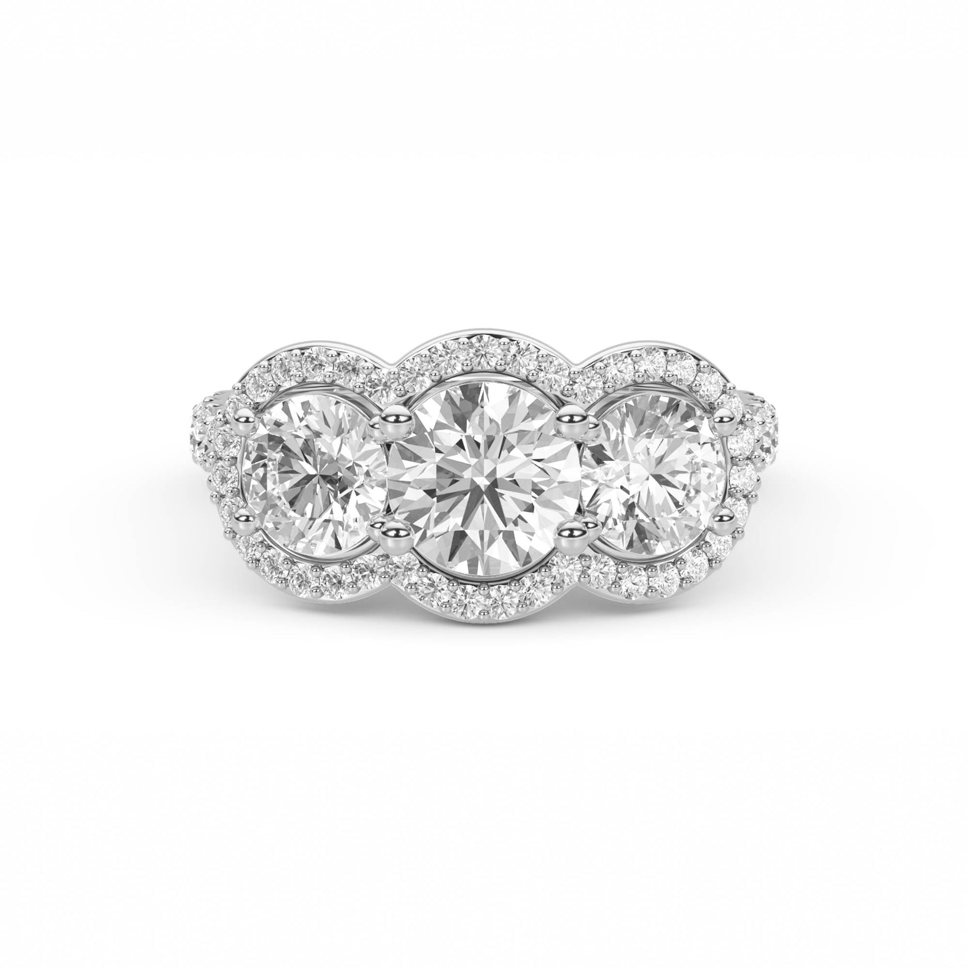 Eterna Trinity Halo Diamond Ring (Silver) - image 1