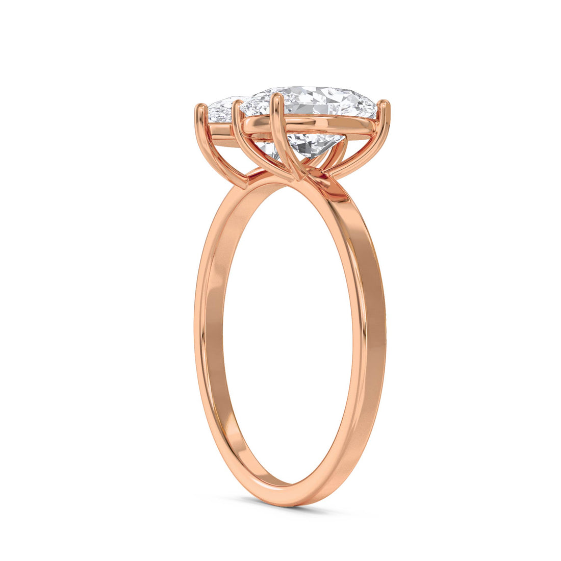 Pear & Oval Toi et Moi Diamond Ring - Rose Gold - Pose 2