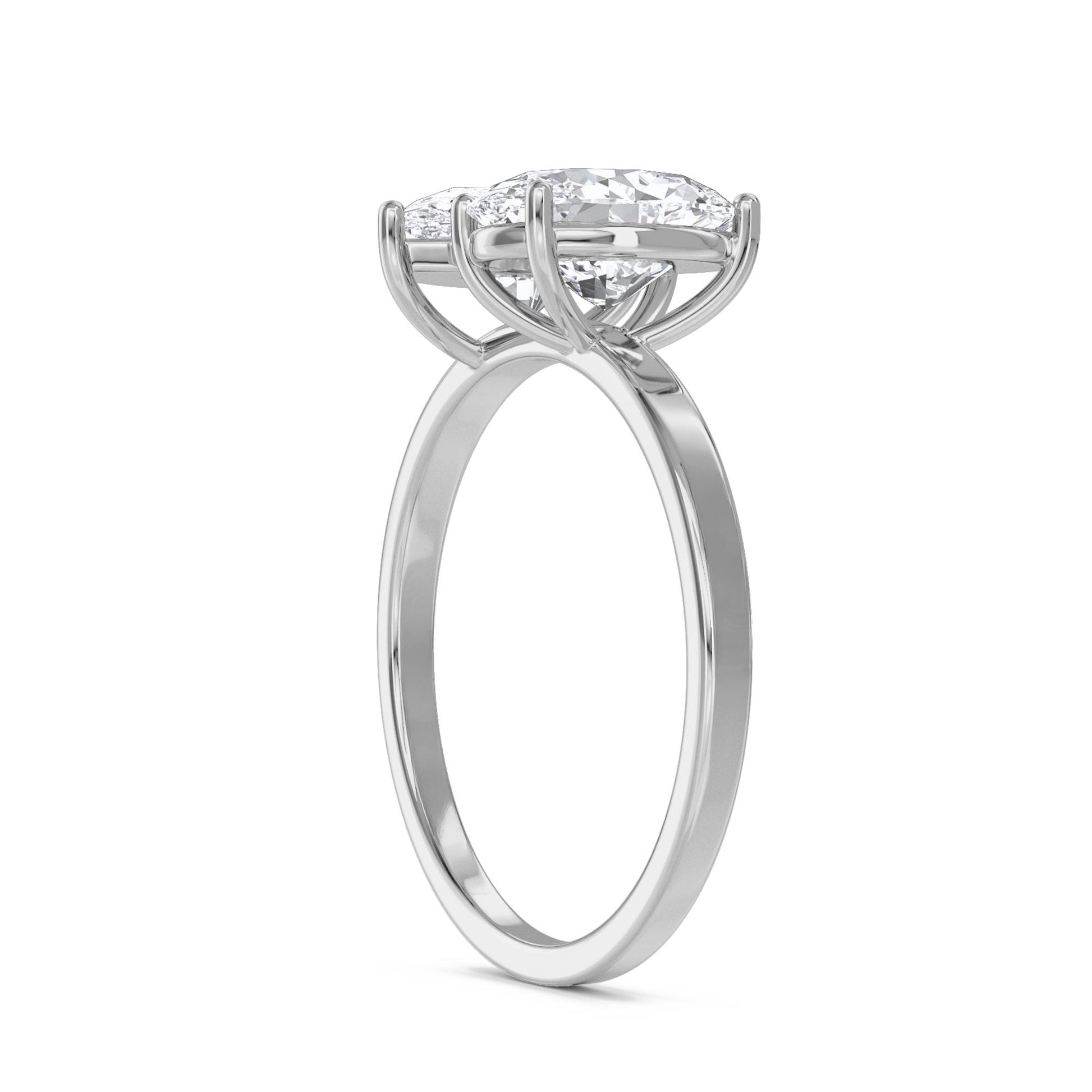 Pear & Oval Toi et Moi Diamond Ring - White Gold - Pose 2
