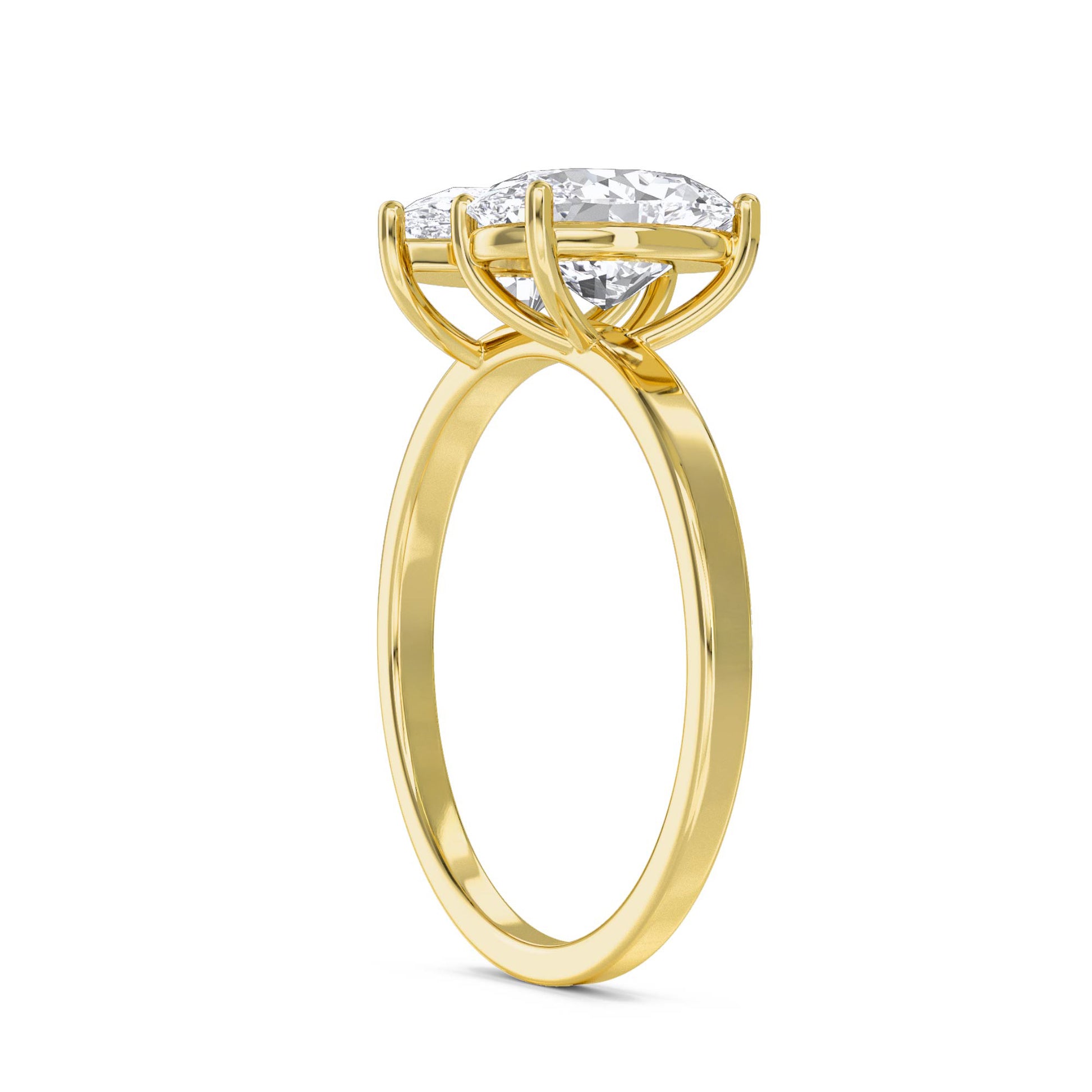 Pear & Oval Toi et Moi Diamond Ring - Yellow Gold - Pose 2