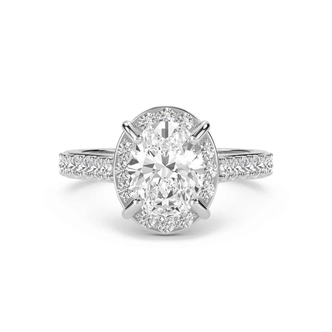 Oval Diamond Halo Ring - White Gold - Pose 1