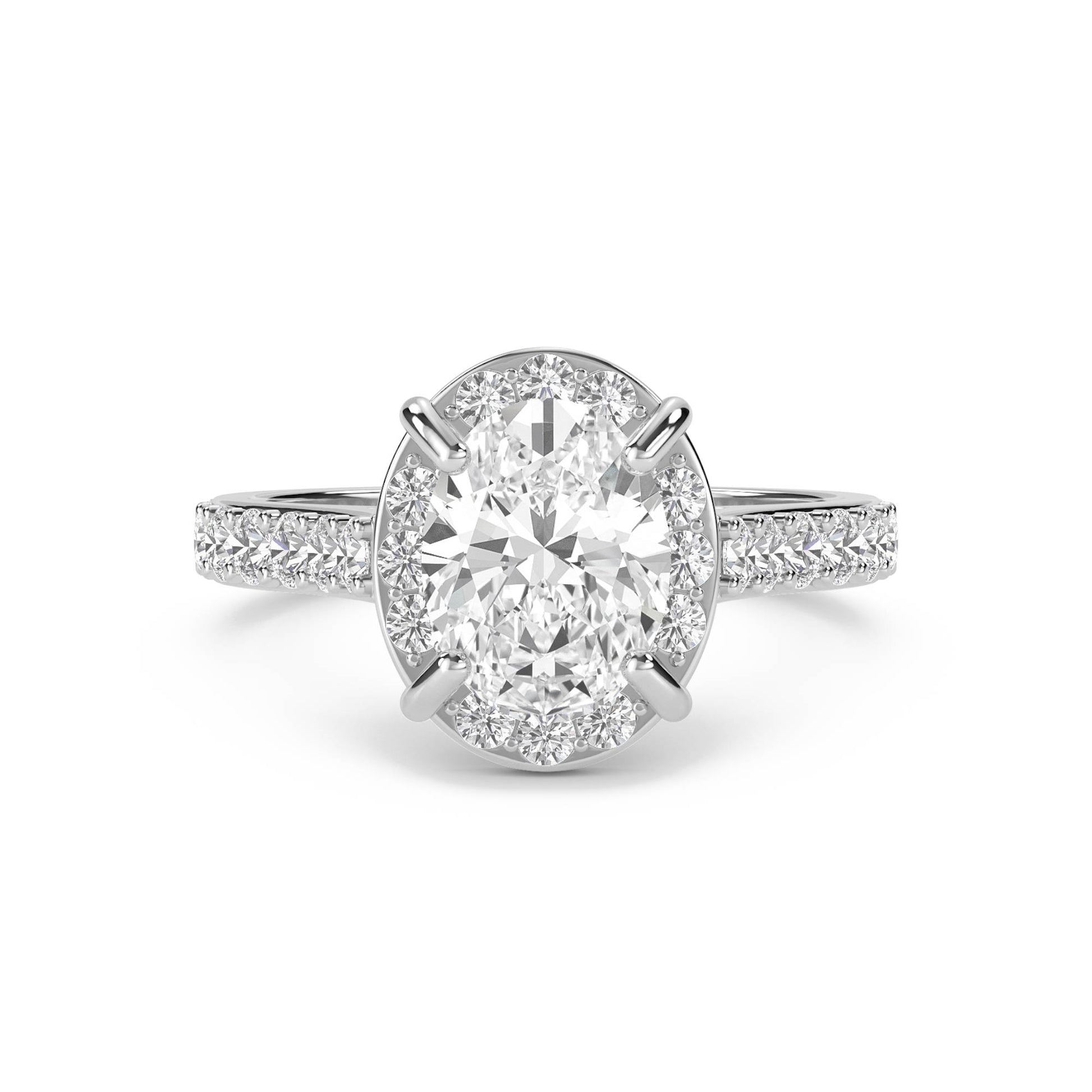 Oval Diamond Halo Ring - White Gold - Pose 1