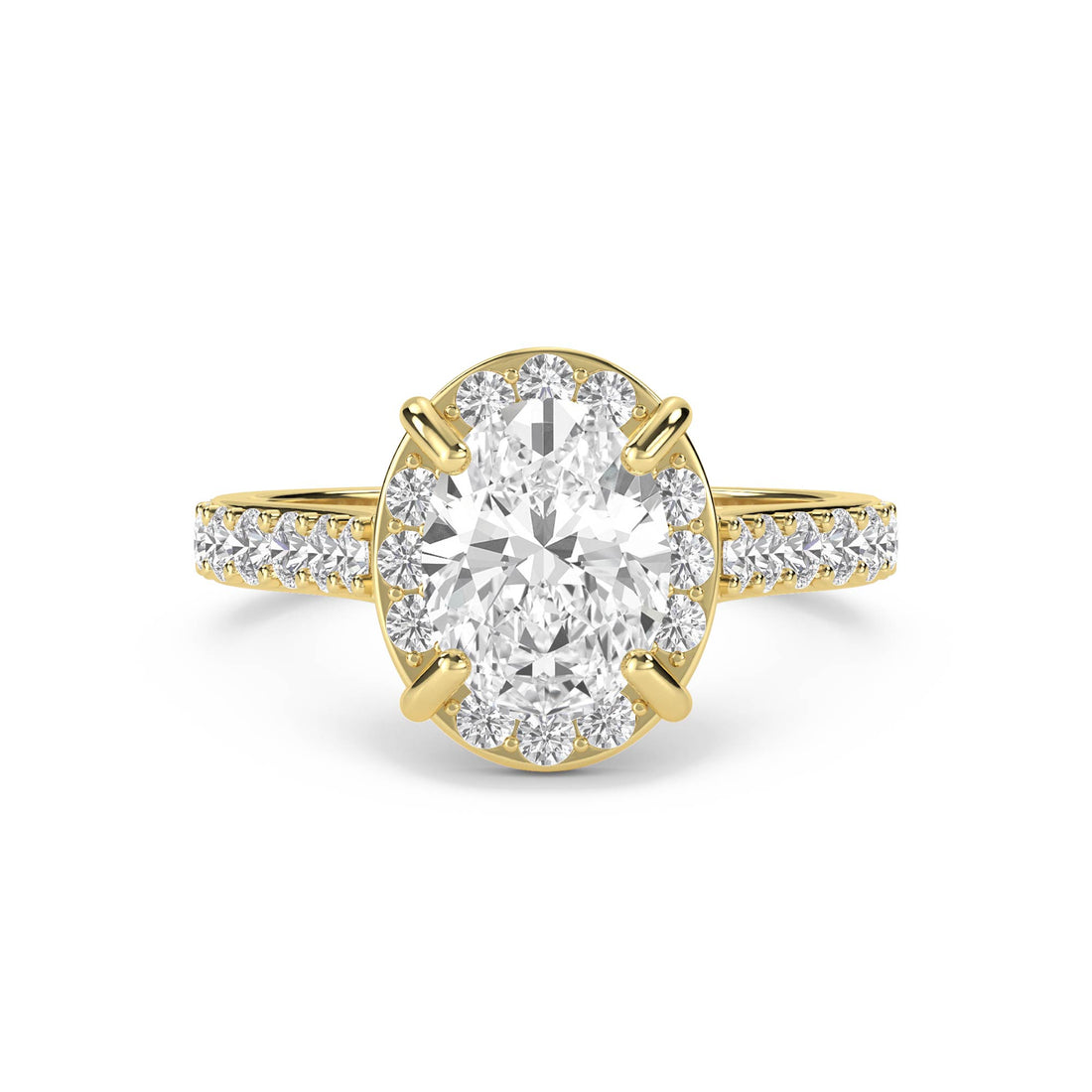 Oval Diamond Halo Ring - Yellow Gold - Pose 1