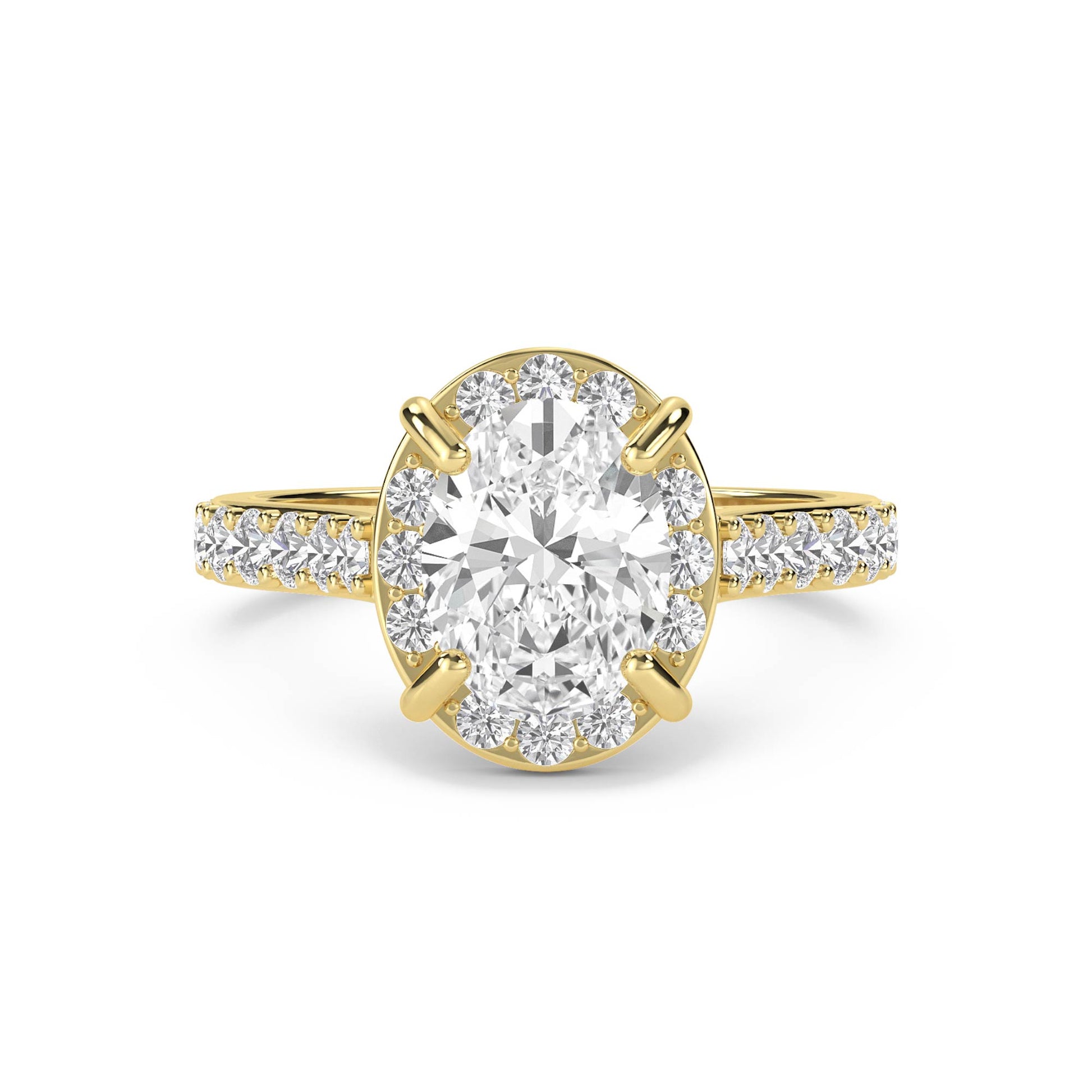 Oval Diamond Halo Ring - Yellow Gold - Pose 1