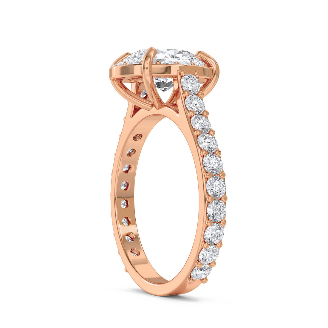 Oval Diamond Halo Ring - Rose Gold - Pose 2