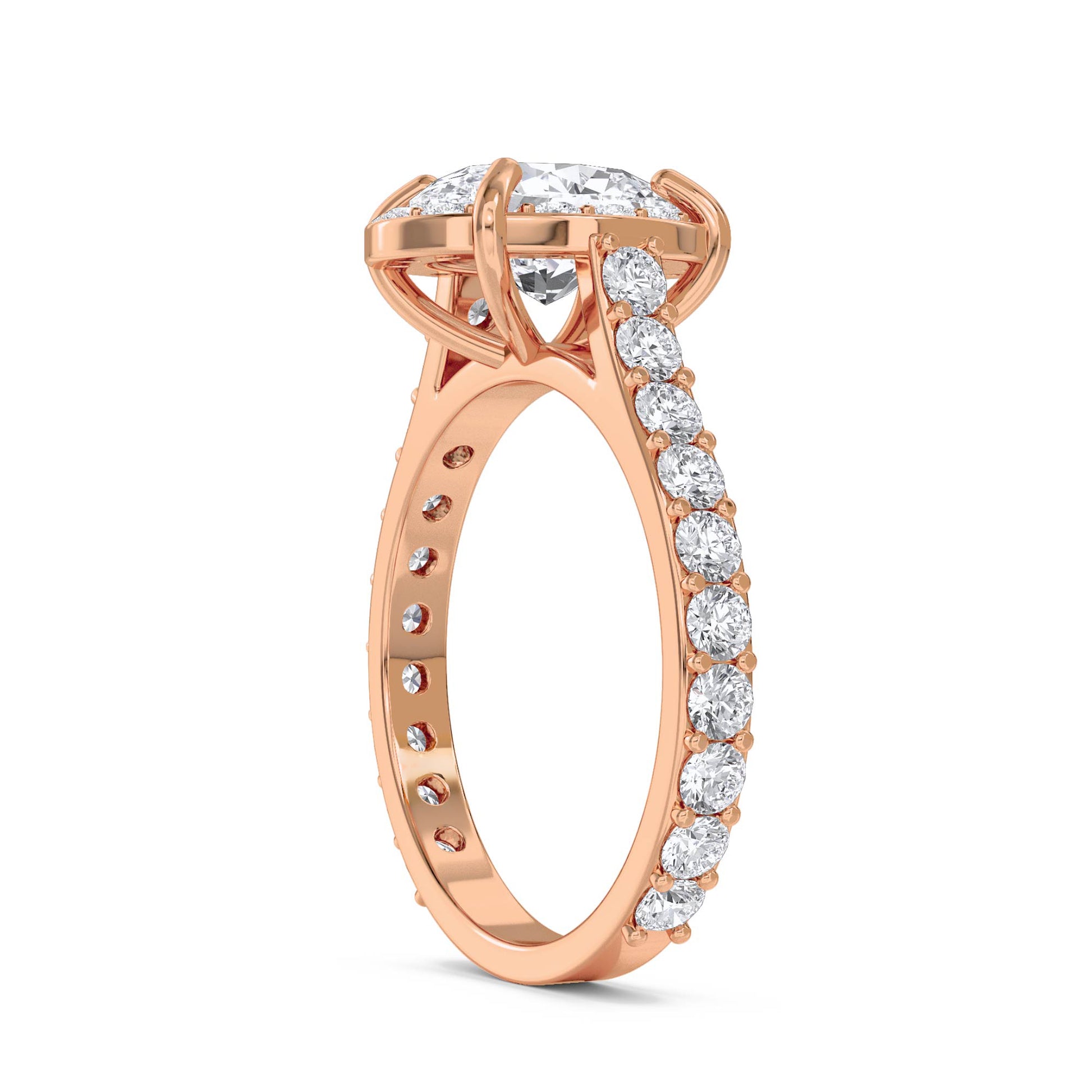 Oval Diamond Halo Ring - Rose Gold - Pose 2