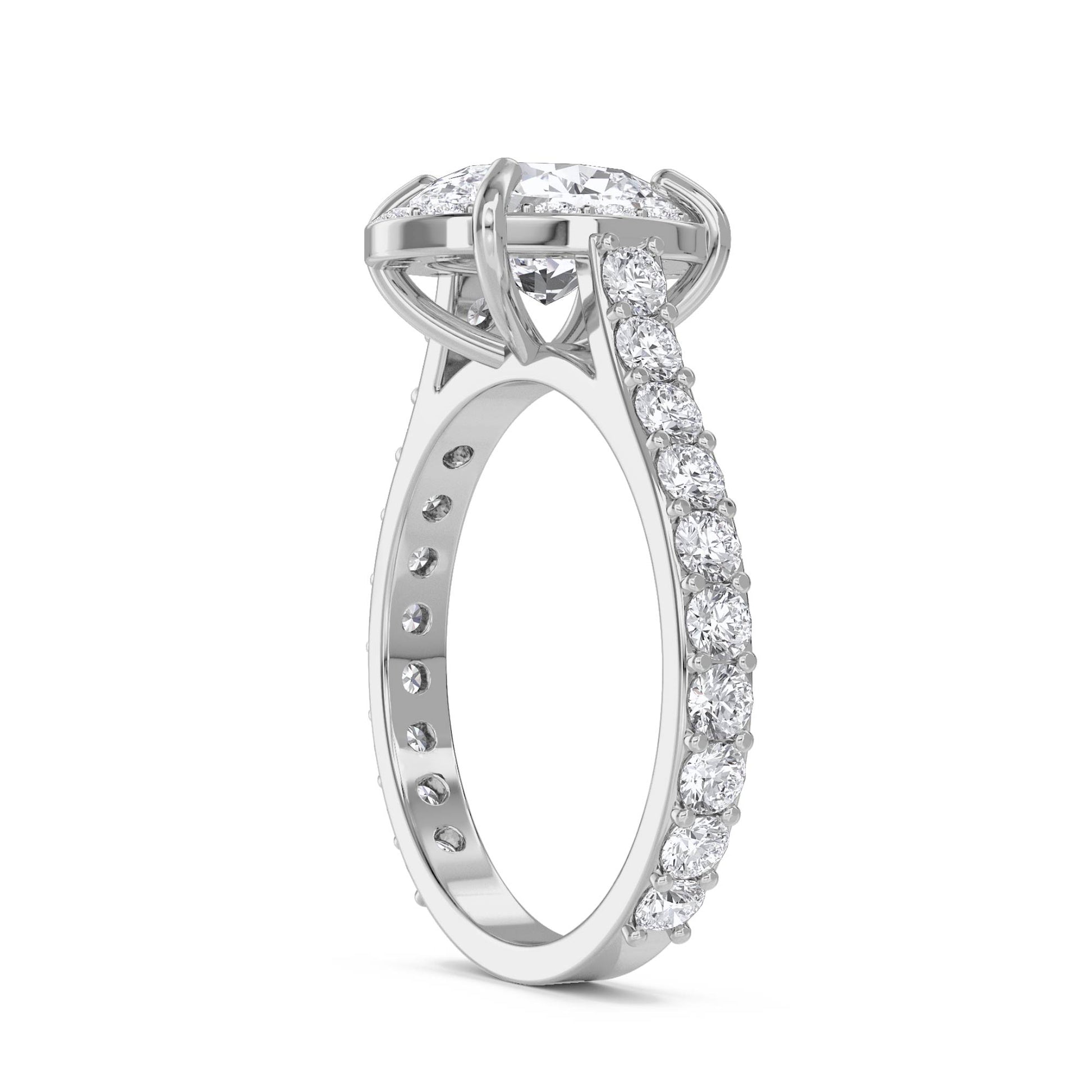Oval Diamond Halo Ring - White Gold - Pose 2