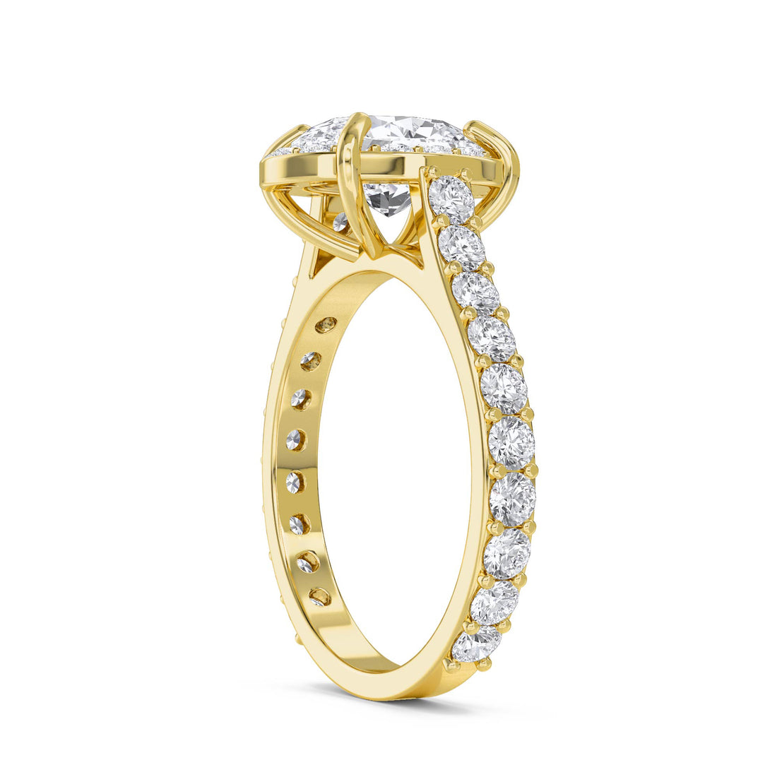 Oval Diamond Halo Ring - Yellow Gold - Pose 2