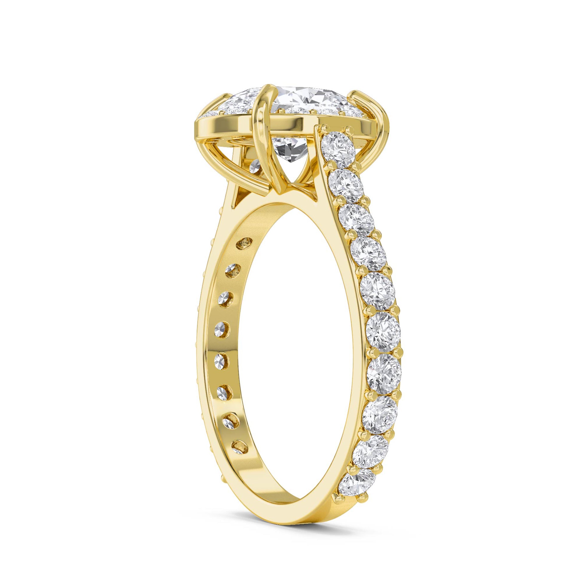 Oval Diamond Halo Ring - Yellow Gold - Pose 2