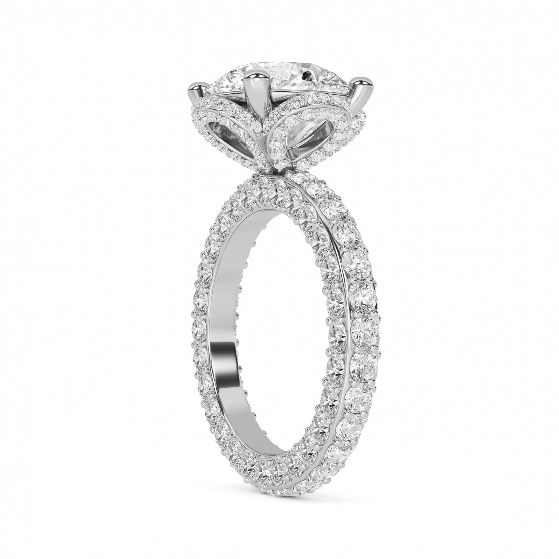 Regal Halo Solitaire Diamond Ring (Silver) - image 2