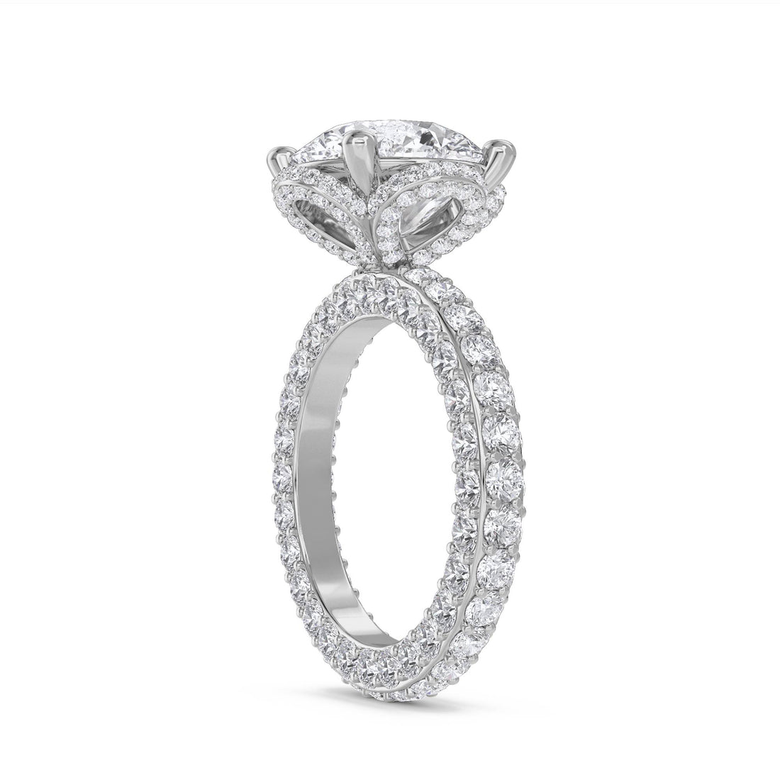 Regal Halo Solitaire Diamond Ring (Silver)