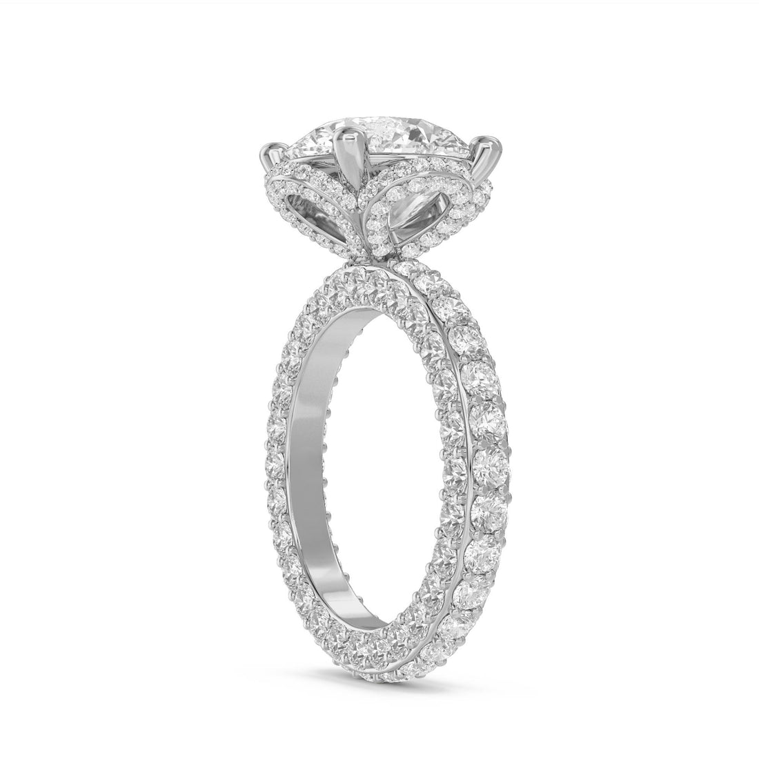 Regal Halo Solitaire Diamond Ring (Silver)