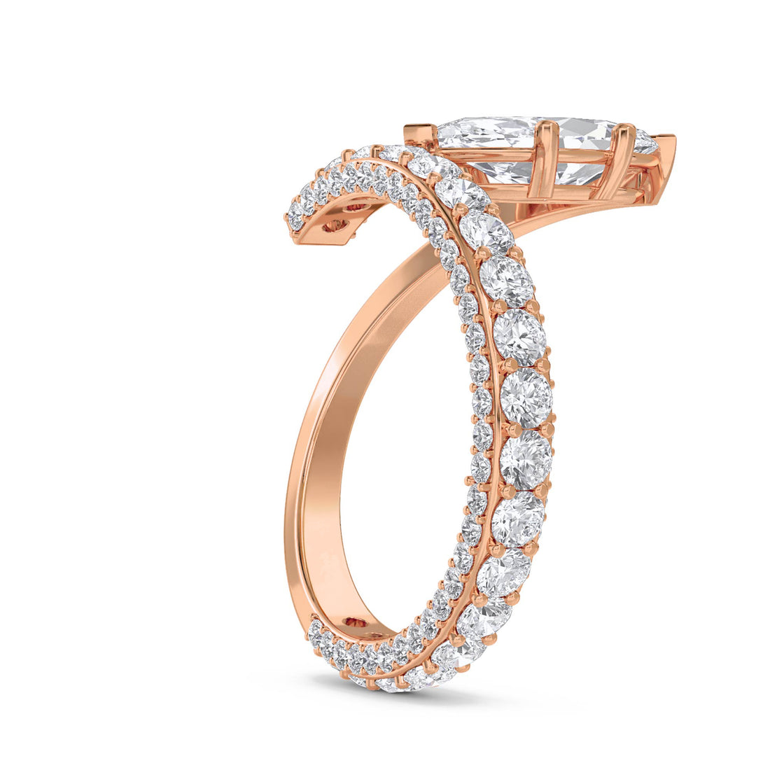 Marquise Diamond Bridal Set with Matching Eternity Band - Rose Gold - Pose 2
