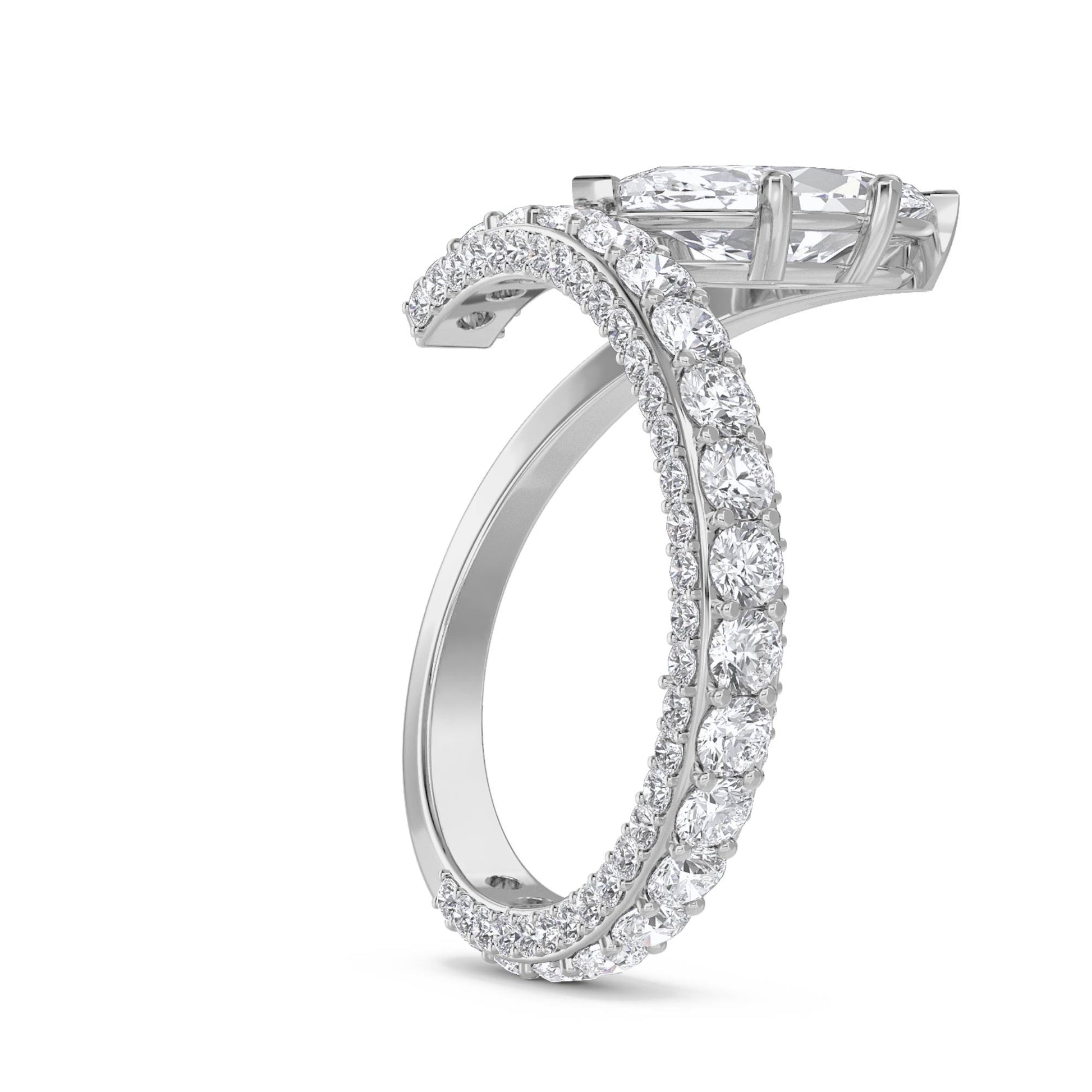 Marquise Diamond Bridal Set with Matching Eternity Band - White Gold - Pose 2