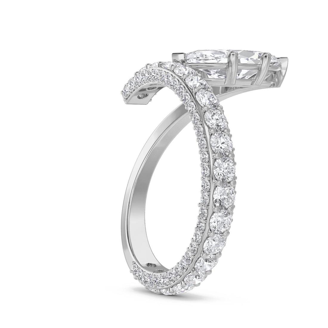 Marquise Diamond Bridal Set with Matching Eternity Band (Silver) - image 1