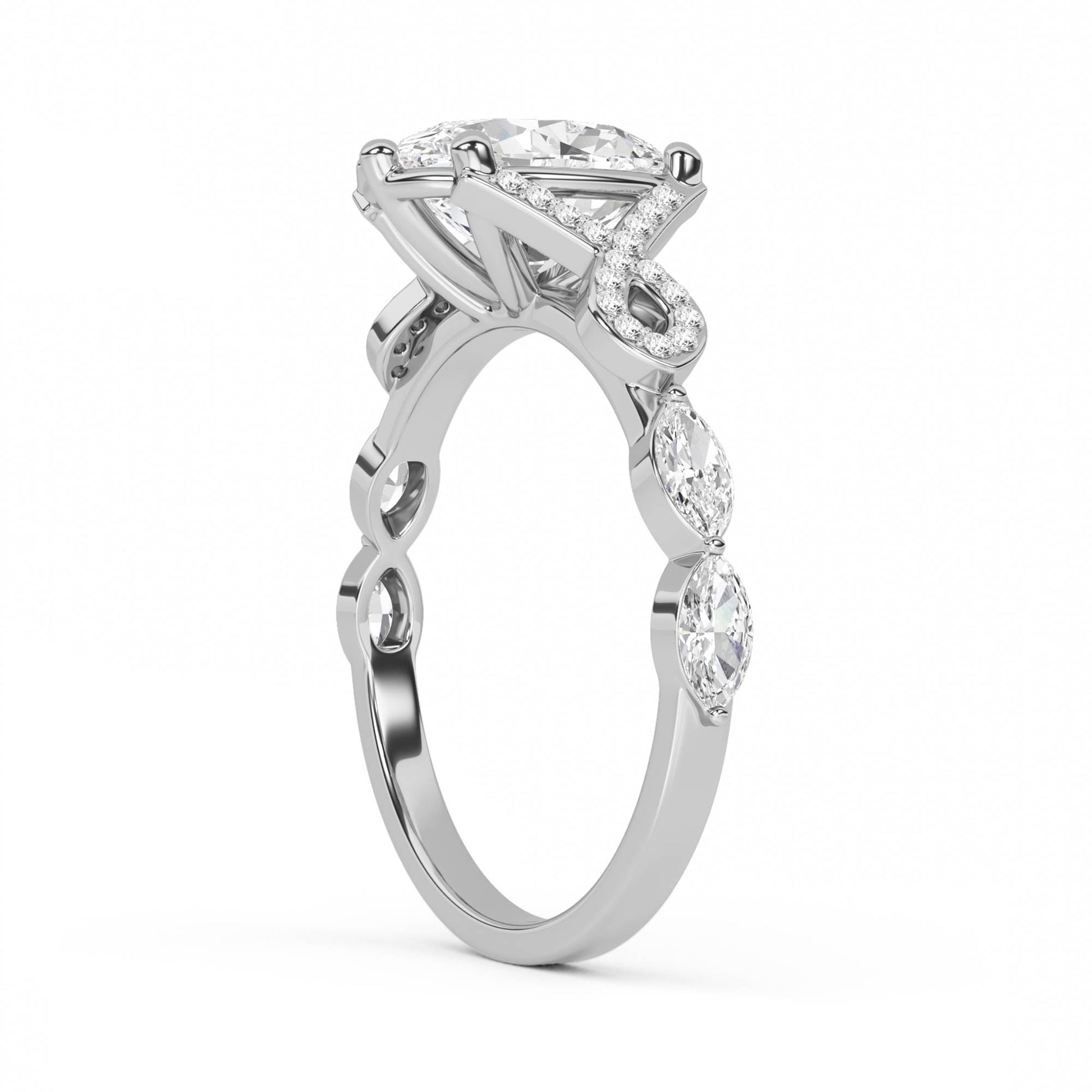 Vintage Oval Halo Diamond Ring (Silver) - image 2