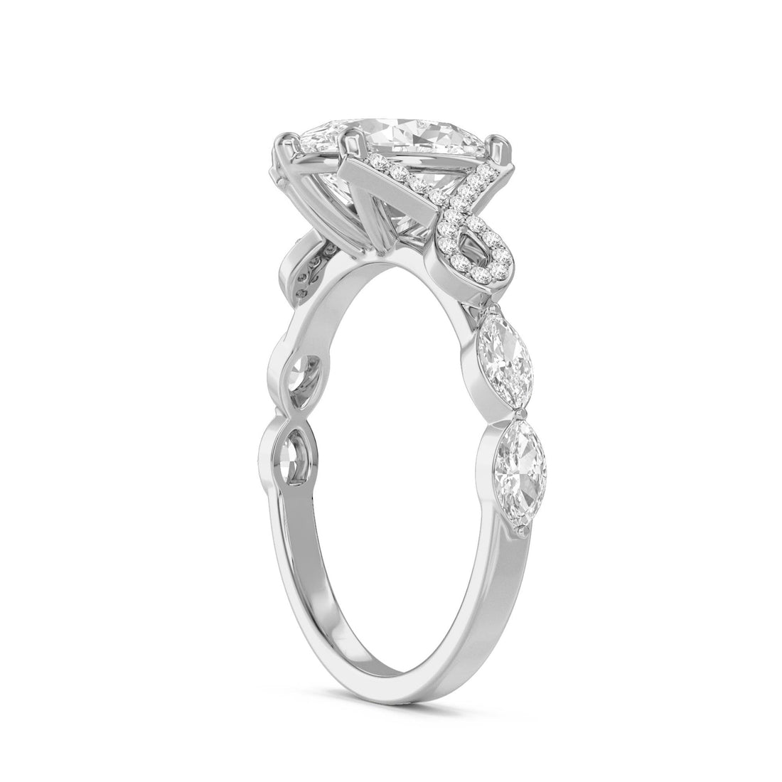 Vintage Oval Halo Diamond Ring (Silver)