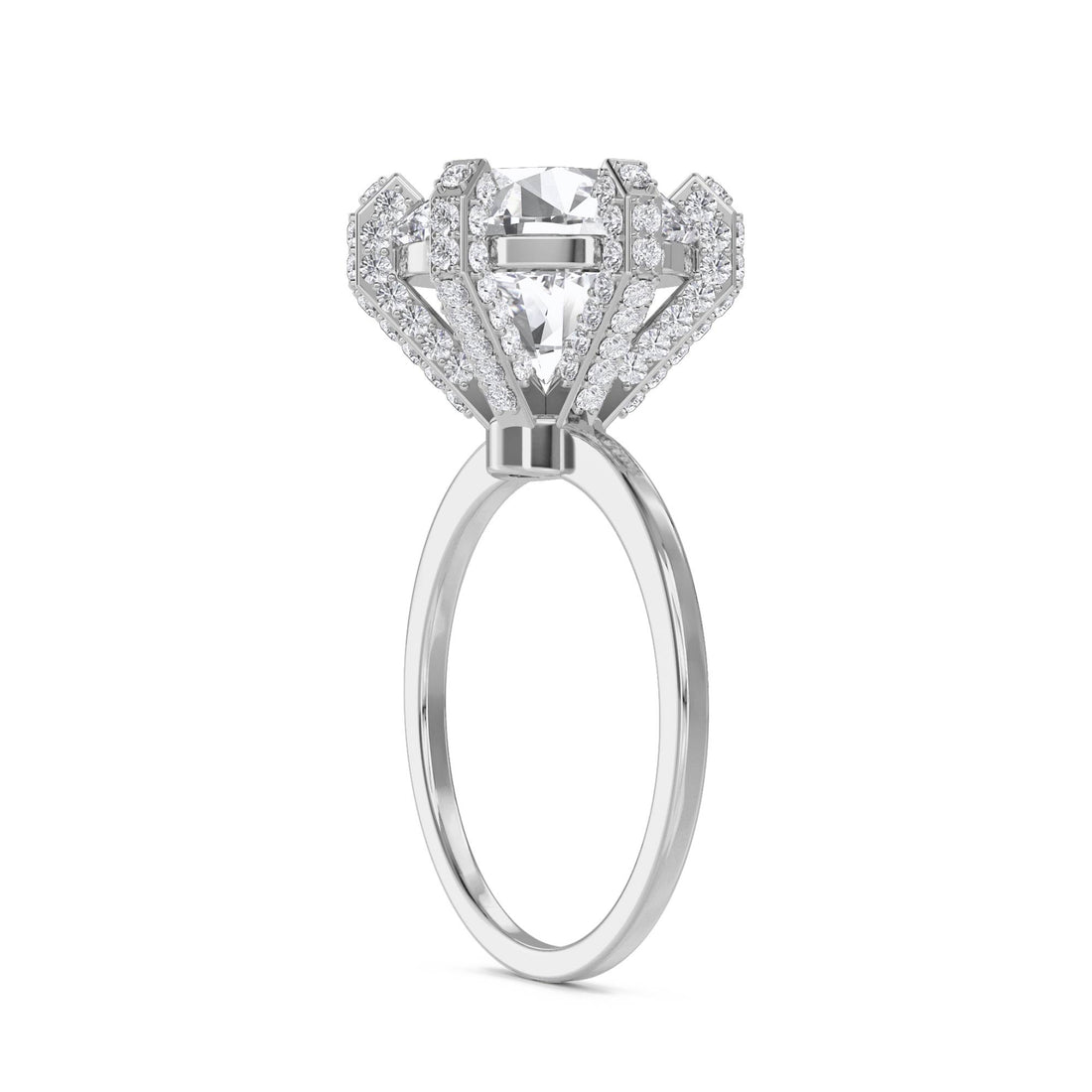 Round Diamond Ring with Vintage Diamond-Set Prongs (Silver) - image 1