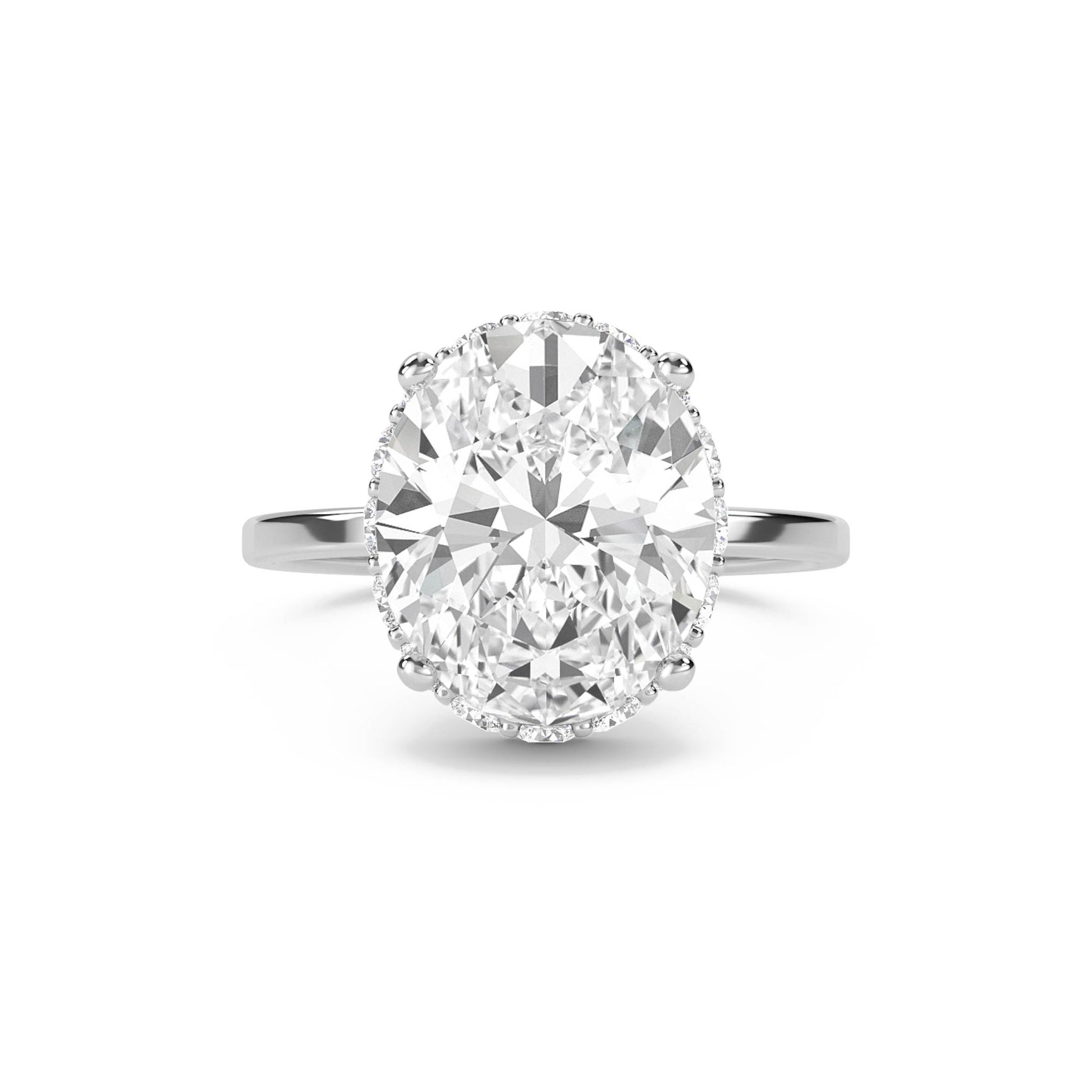 Oval Diamond Ring with Hidden Halo (Silver) - image 1