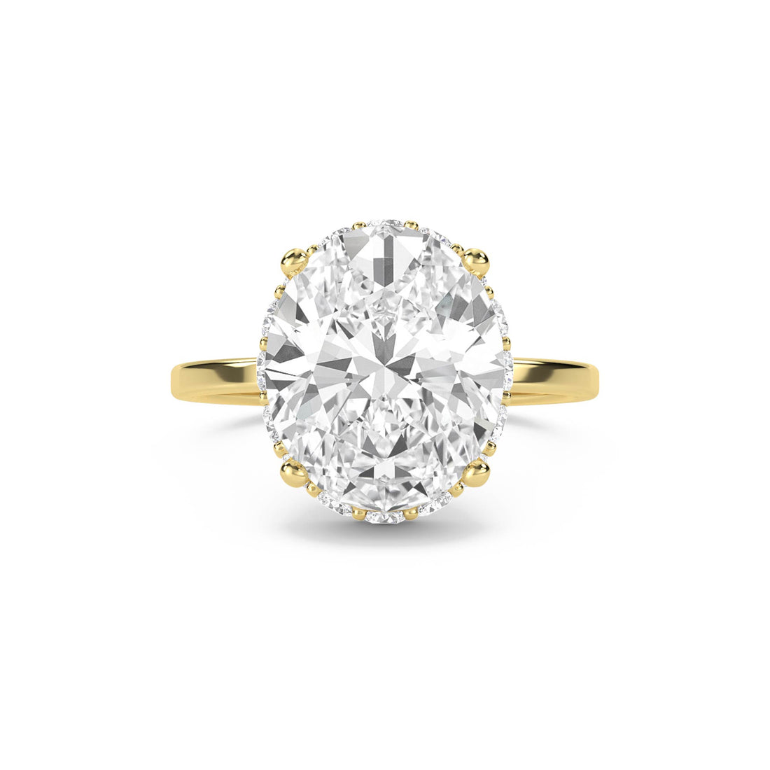 Oval Diamond Ring with Hidden Halo - Yellow Gold - Pose 1