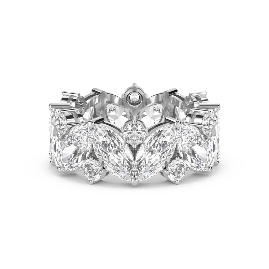 Diamond Eternity Ring with Marquise & Round Cluster Design (Silver) - image 1