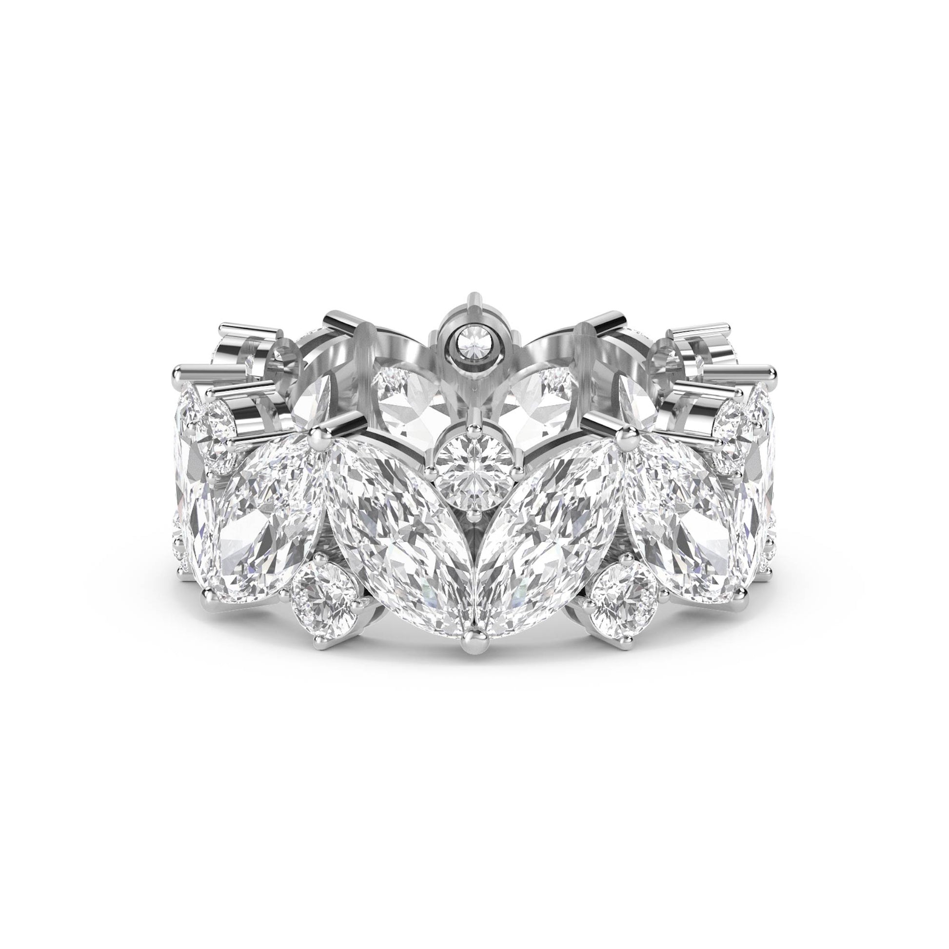Diamond Eternity Ring with Marquise & Round Cluster Design (Silver) - image 1