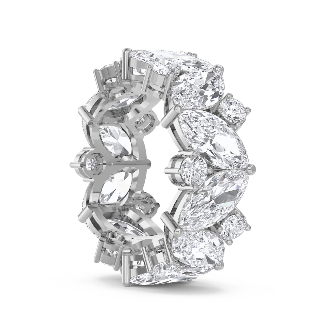 Diamond Eternity Ring with Marquise & Round Cluster Design (Silver) - image 1