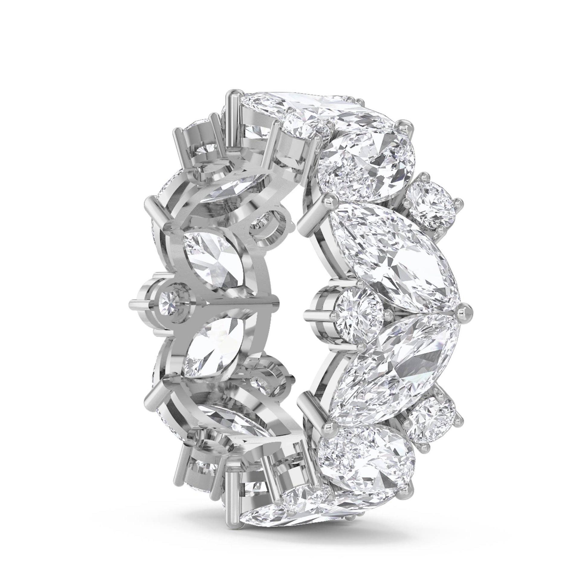 Diamond Eternity Ring with Marquise & Round Cluster Design (Silver) - image 2