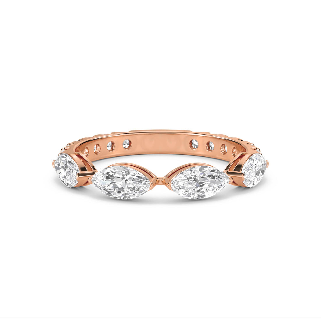 Marquise Diamond Eternity Ring - Rose Gold - Pose 1