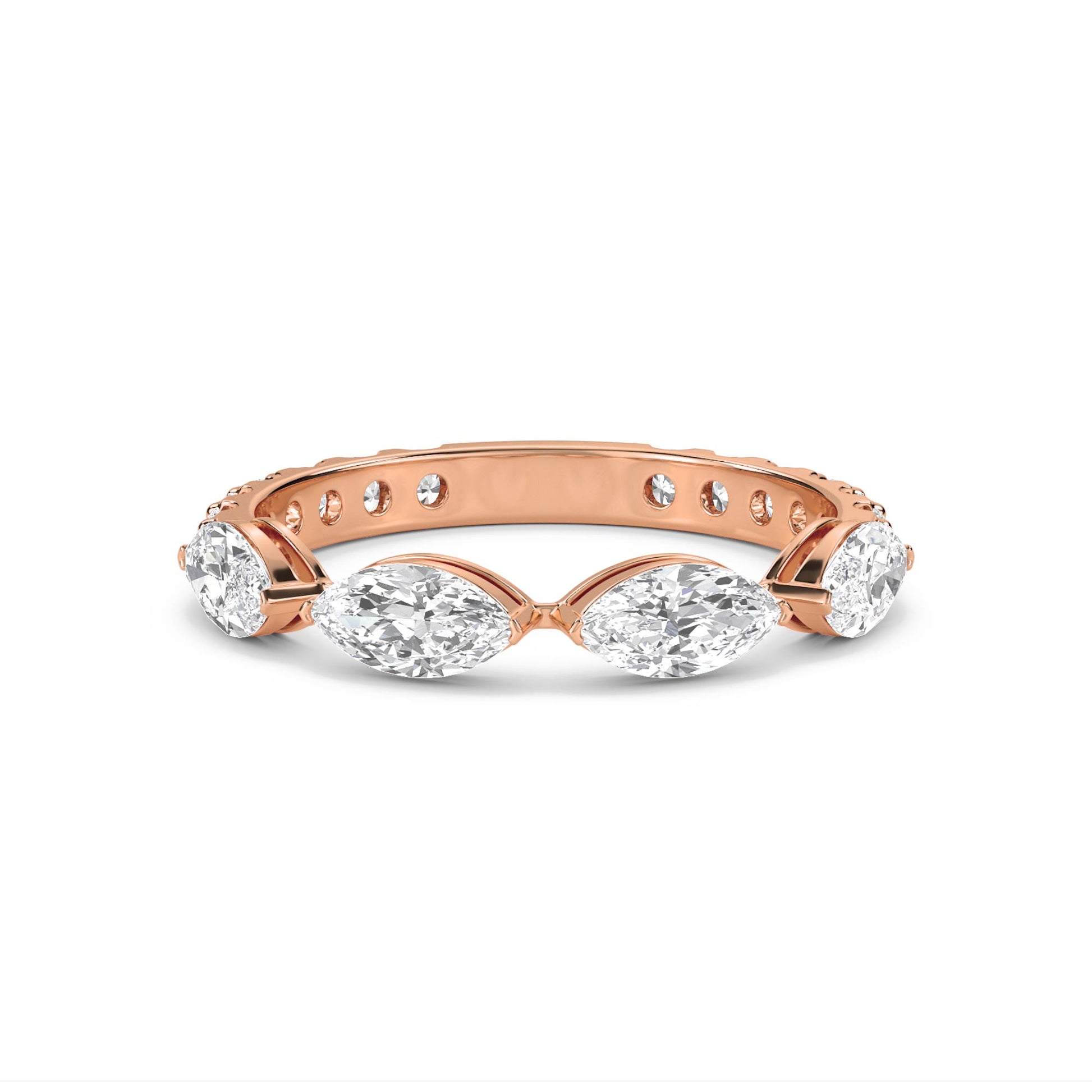 Marquise Diamond Eternity Ring - Rose Gold - Pose 1