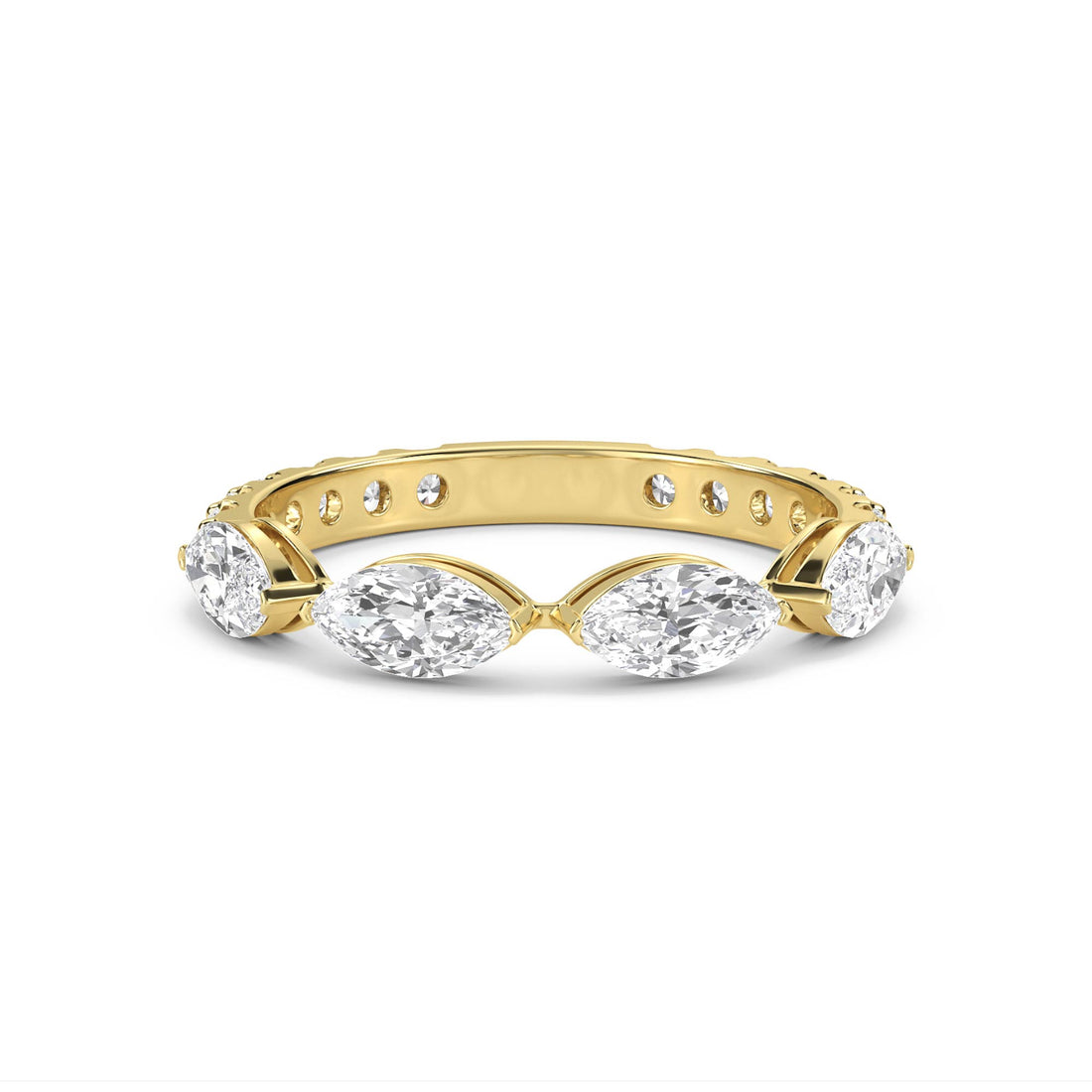 Marquise Diamond Eternity Ring - Yellow Gold - Pose 1
