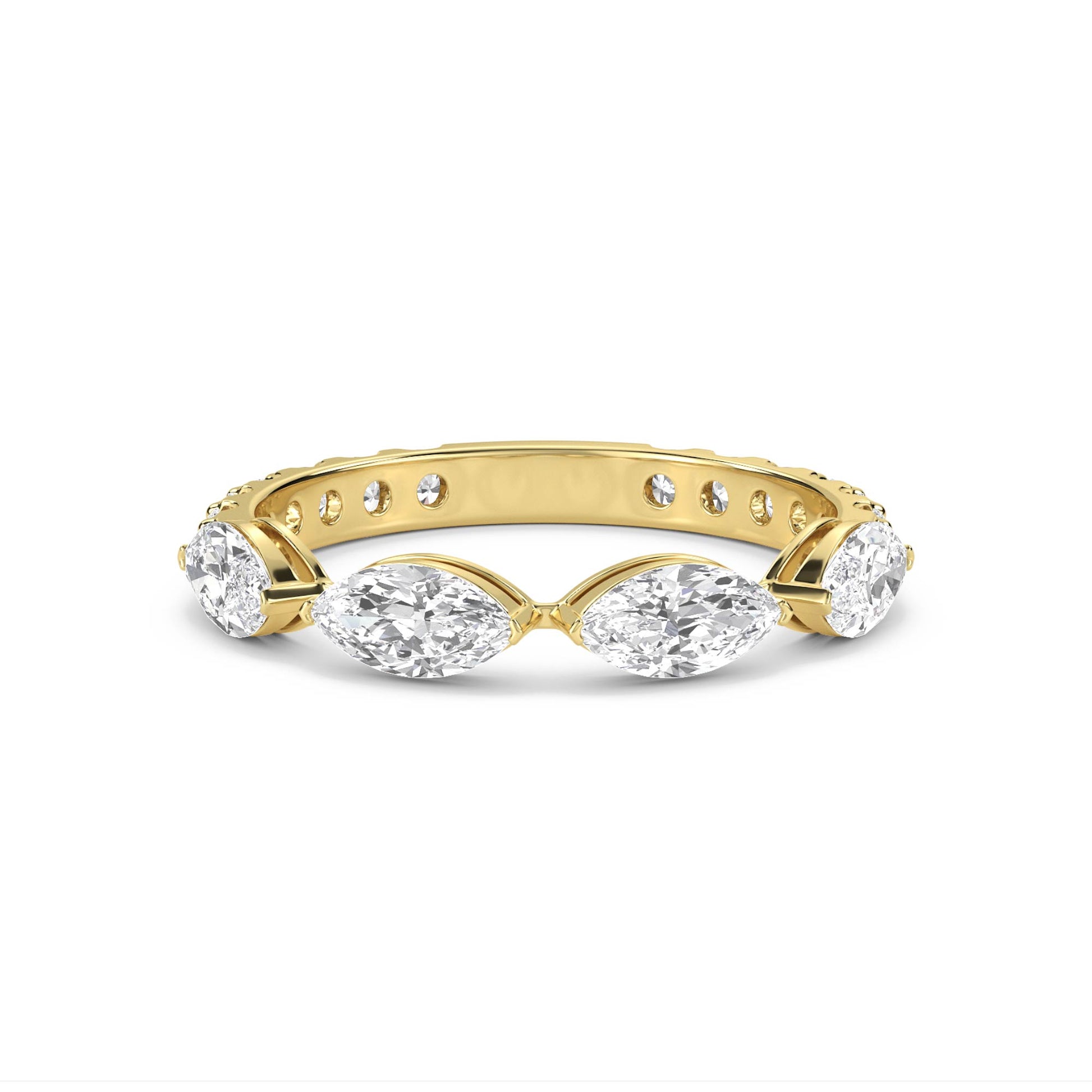 Marquise Diamond Eternity Ring - Yellow Gold - Pose 1